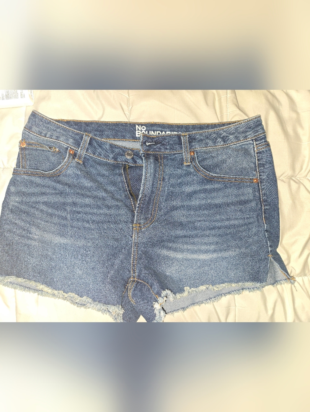 No Boundaries High-Rise Denim Cutoff Shorts - Medium Blue